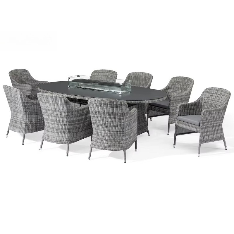 Outdoor Furniture And Fire Pit - Set Sofa Taman Rotan Anyaman Aluminium