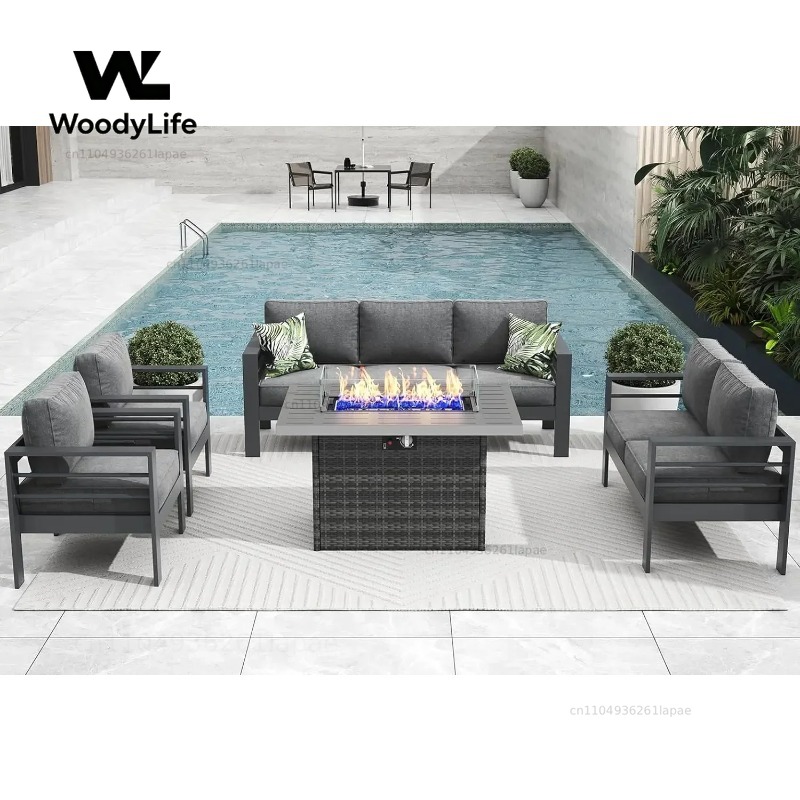 Outdoor Furniture And Fire Pit - Set Furnitur Teras Aluminium Modern L5