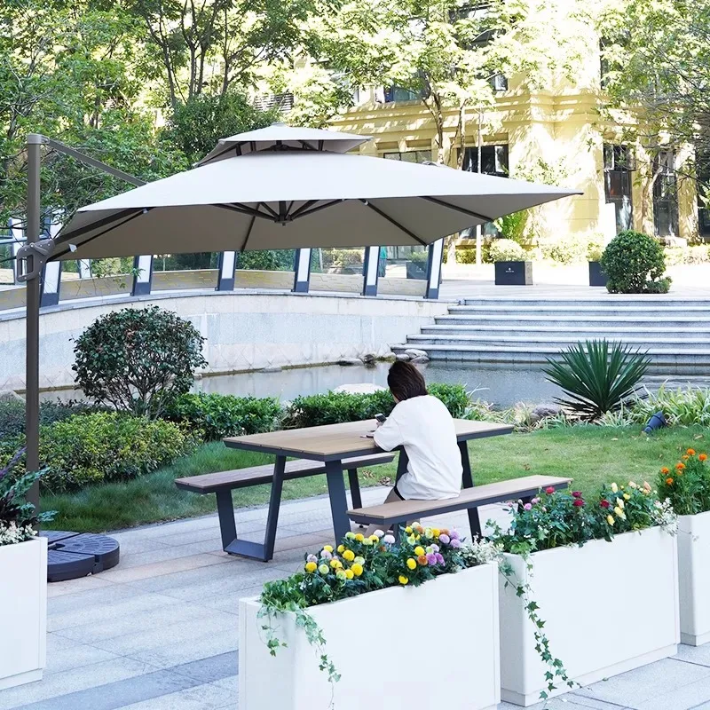 Outdoor Furniture One Piece - Set Meja dan Kursi Plastik Kayu
