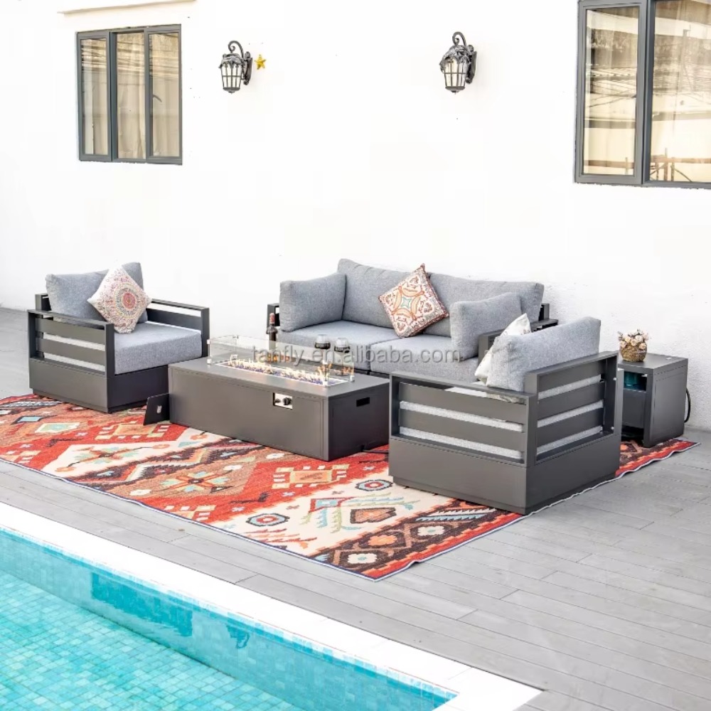 Outdoor Furniture And Fire Pit - Set Furnitur Taman Modern Aluminium untuk