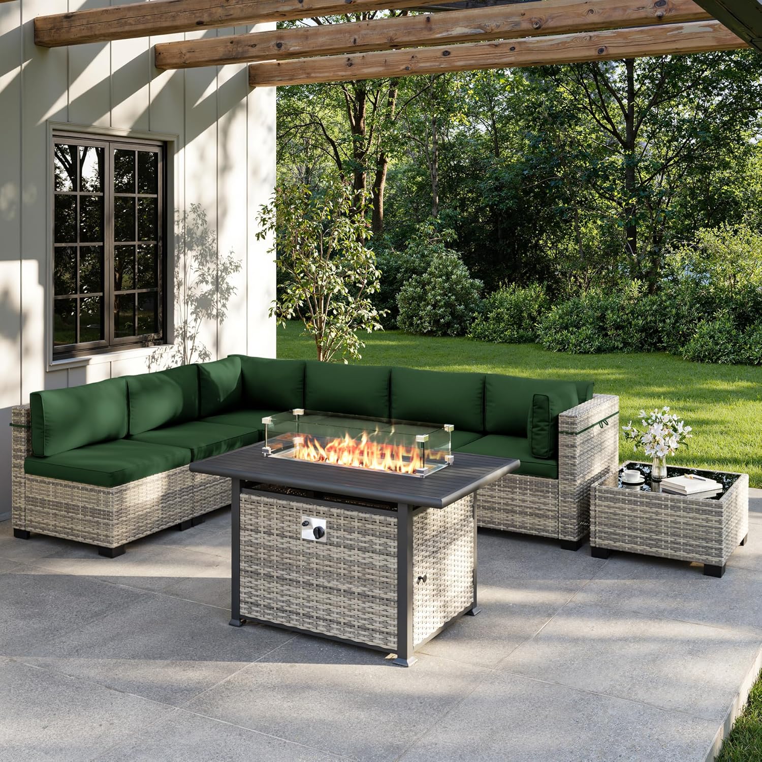 Outdoor Furniture And Fire Pit - Set Furnitur Teras Luar Ruangan 8