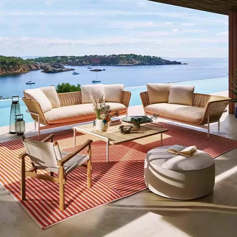 Outdoor Furniture Lounge Chair - Sofa Luar Ruangan, Vila Halaman Rotan,