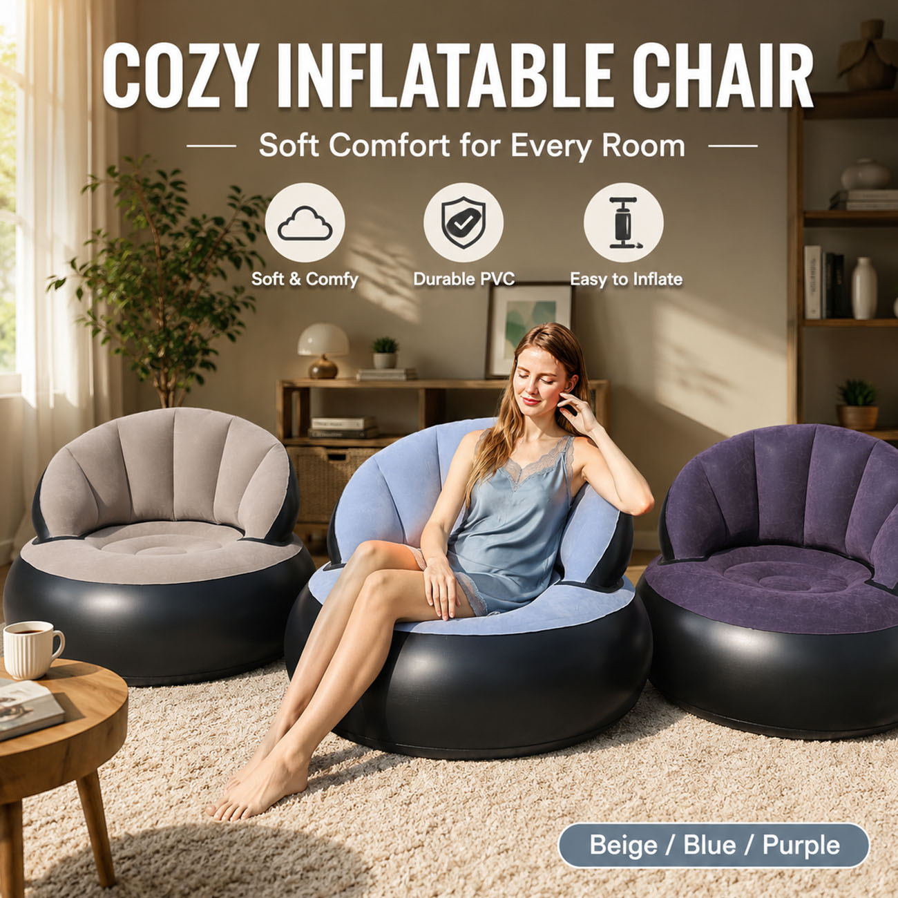 Outdoor Furniture Lounge Chair - Kursi Tiup untuk Dewasa, Kursi Santai