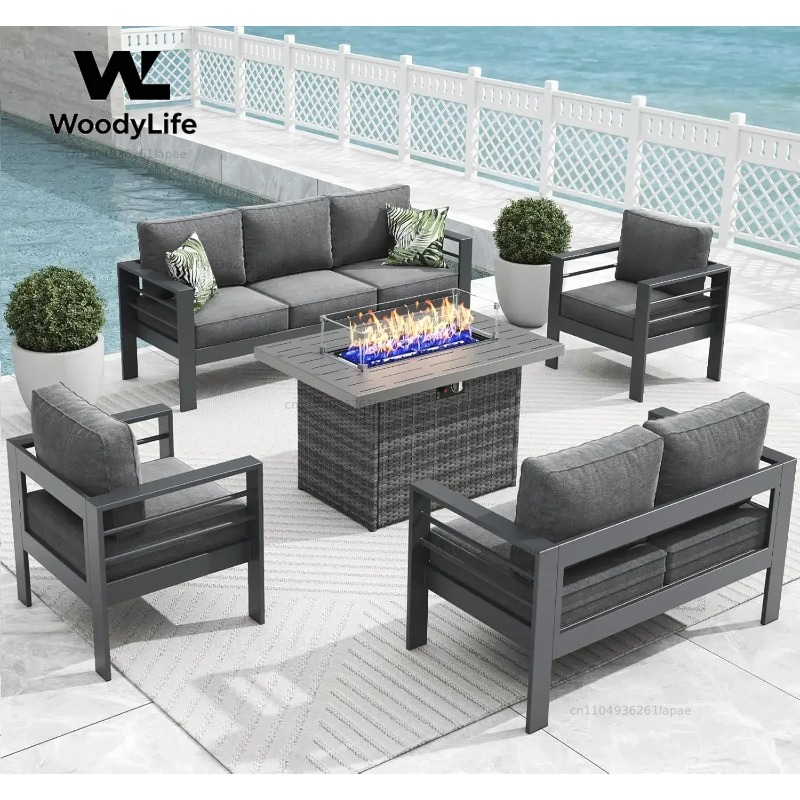 Set Furnitur Teras Aluminium M - Outdoor Furniture And Fire Pit ulasan dan harga