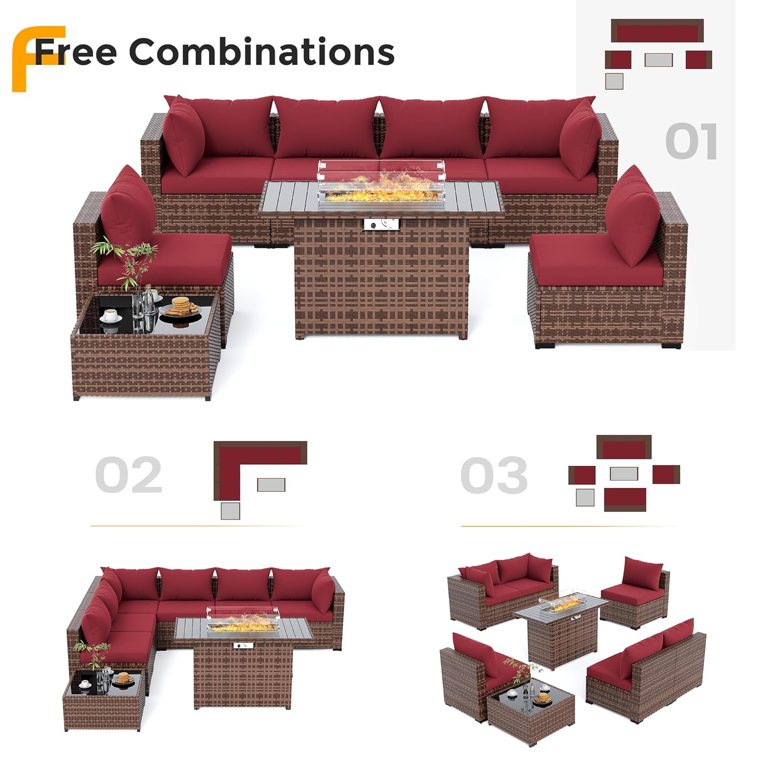 Set Sofa & Meja Api Luar Ruang - Outdoor Furniture And Fire Pit ulasan dan harga