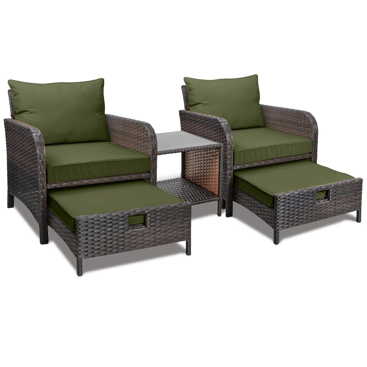 Set Patio Rotan PE 5 Buah, Kur - Outdoor Furniture Lounge Chair ulasan dan harga
