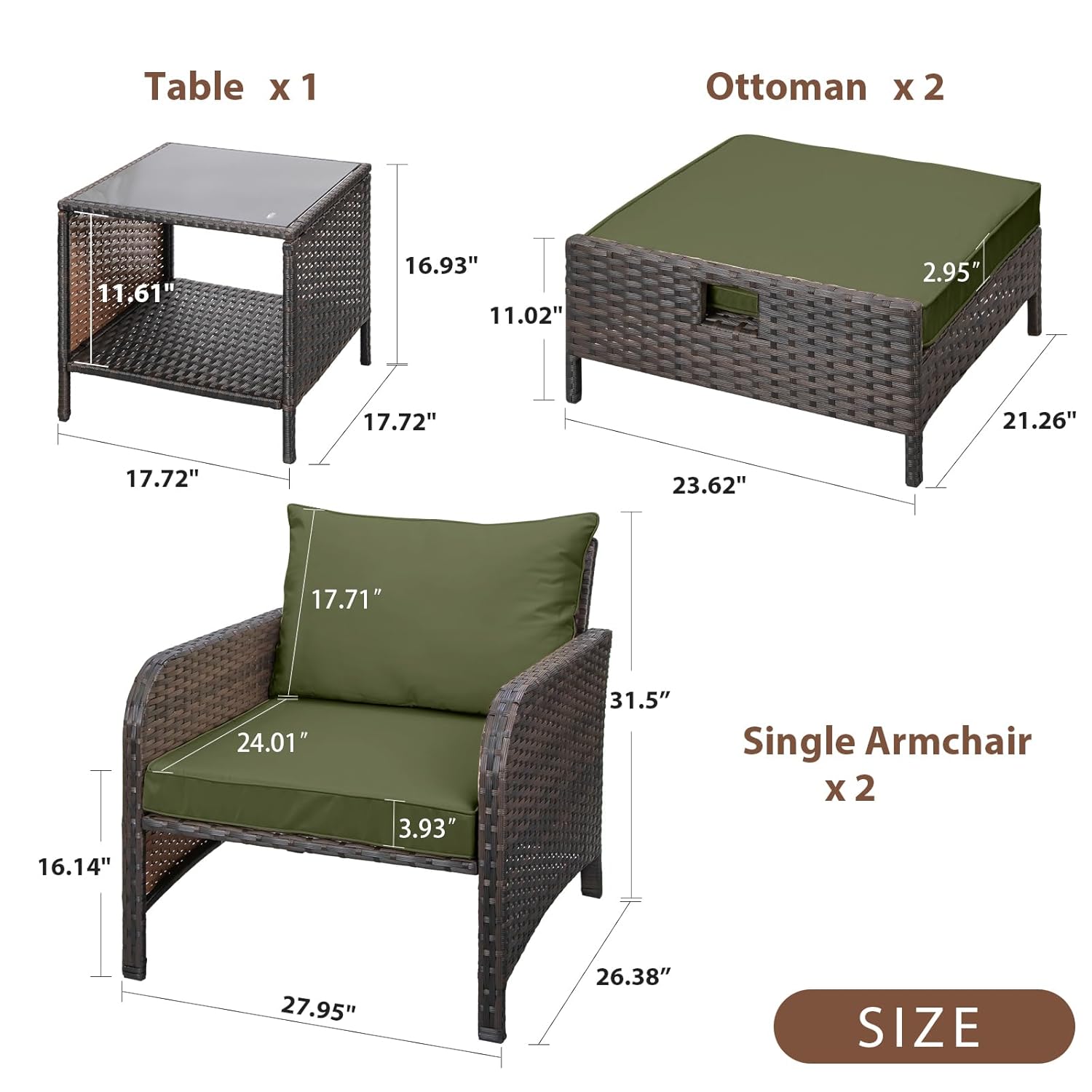 Set Patio Rotan PE 5 Buah, Kur - Outdoor Furniture Lounge Chair ulasan dan harga