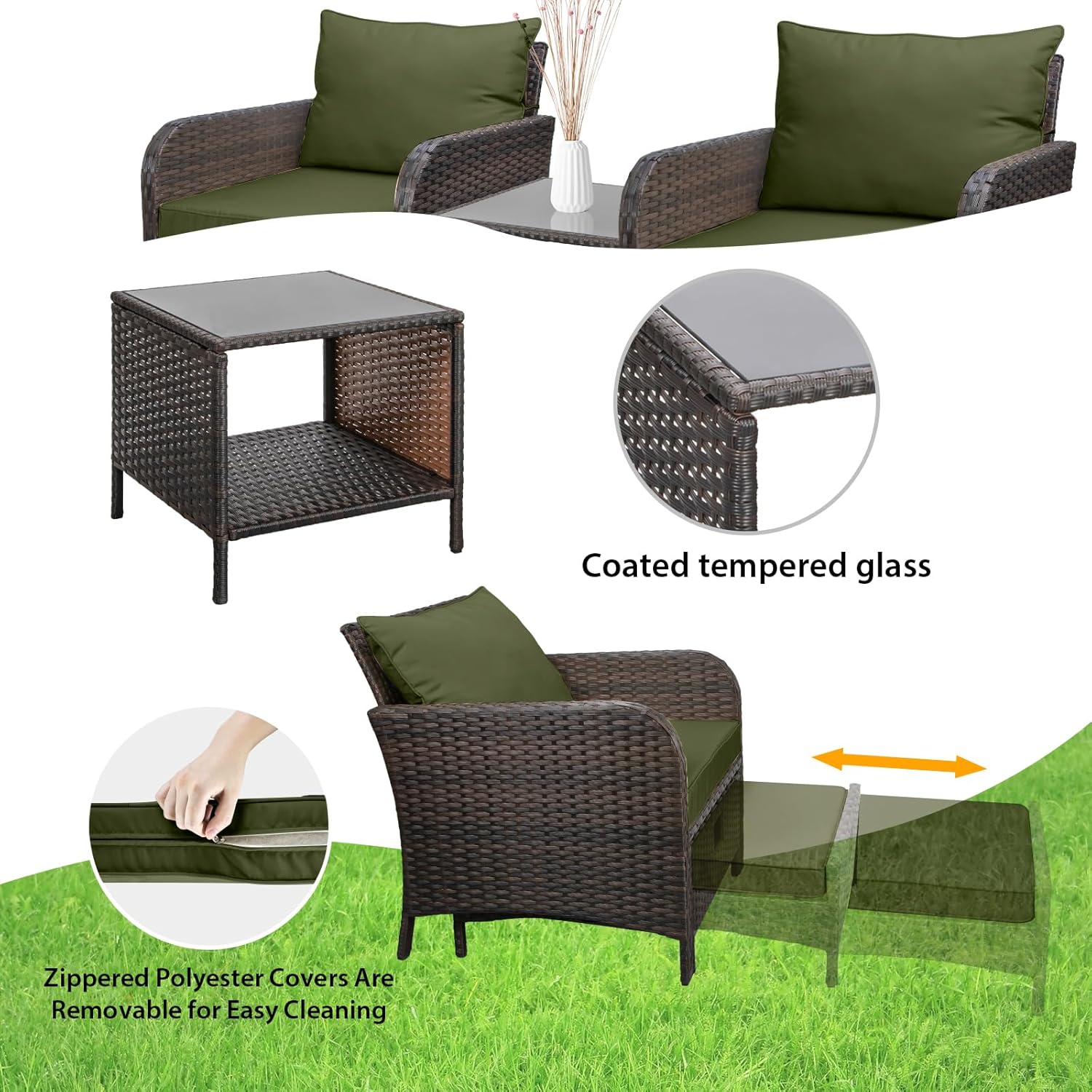 Set Patio Rotan PE 5 Buah, Kur - Outdoor Furniture Lounge Chair ulasan dan harga