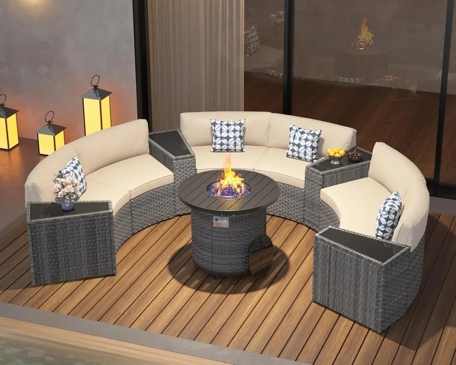 L Set Furnitur Teras dengan Me - Outdoor Furniture And Fire Pit ulasan dan harga