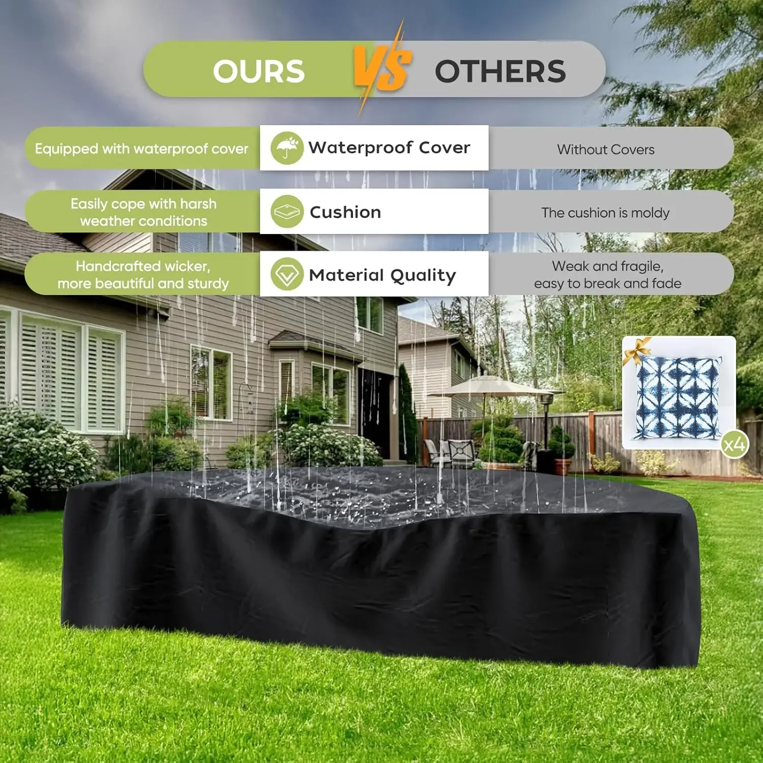 L Set Furnitur Teras dengan Me - Outdoor Furniture And Fire Pit ulasan dan harga