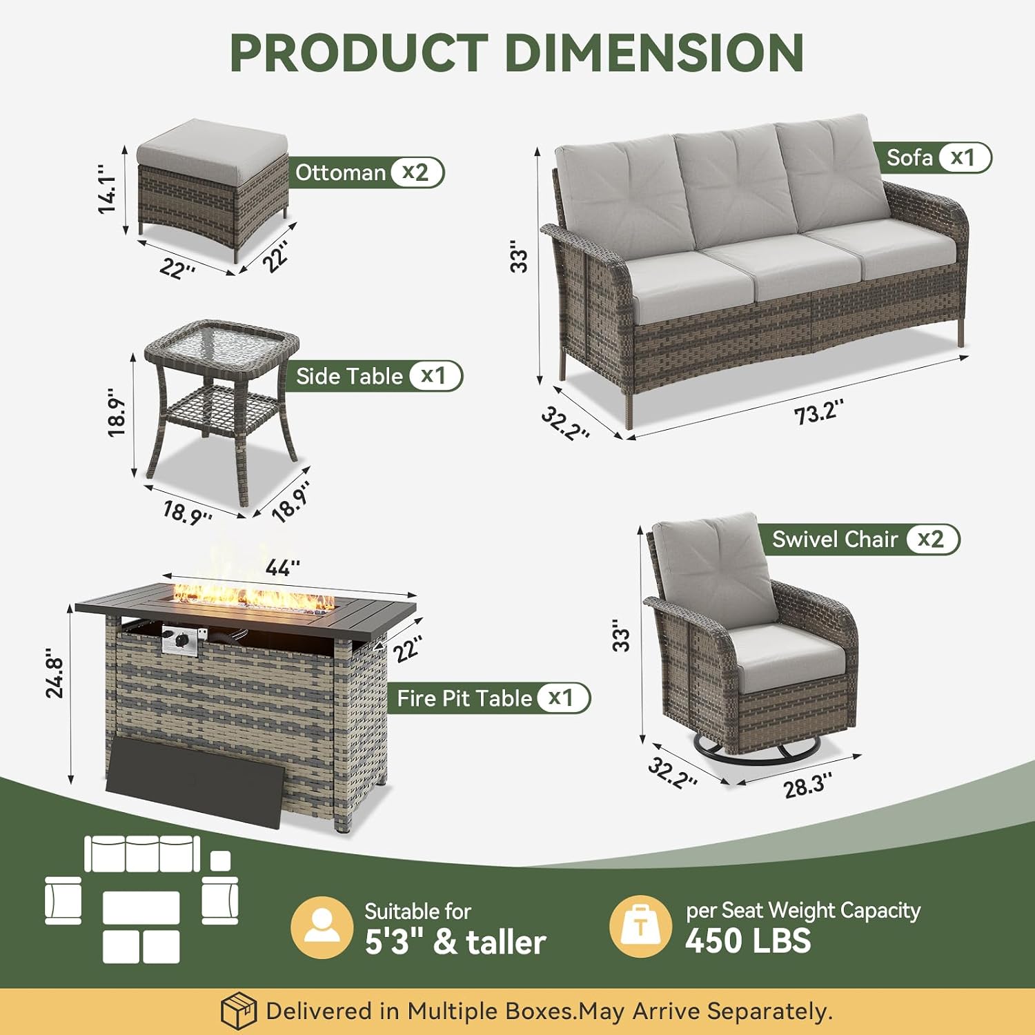 Set Patio Rotan 7 Bagian denga - Outdoor Furniture And Fire Pit ulasan dan harga